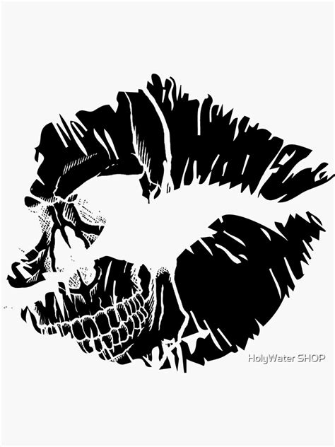 Lip Skull Print Kiss Sticker By Holywatershop Redbubble