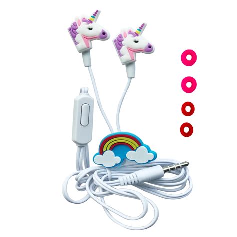 Cute Unicorn Wired Earbud Cartoon Earphones Girl Daughter Music Stereo