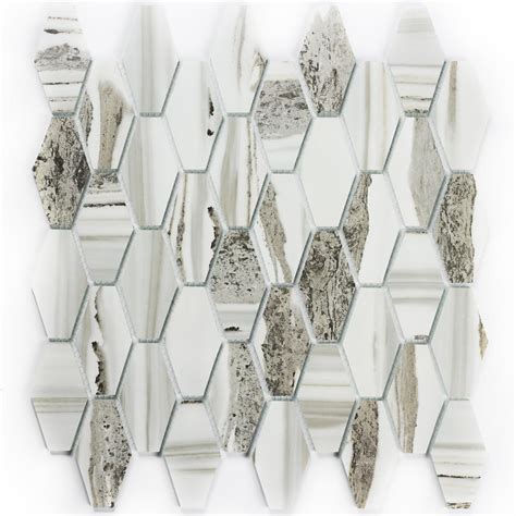 Abolos Gray Mosaic 15 In X 3 In Matte Glass Mesh Mounted Decorative