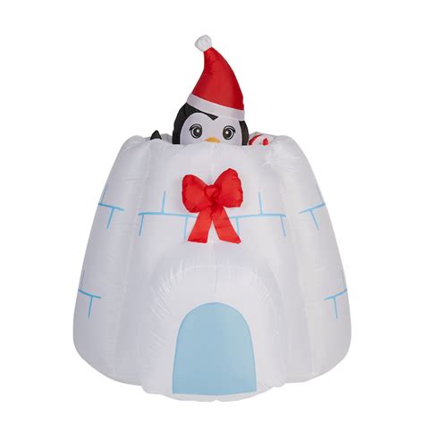 Holiday Living Airblown Animated Inflatable Penguin In Igloo 5 Ft 118335 Rona