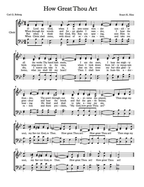 Free Choir Sheet Music How Great Thou Art Hymn Sheet Music Sheet