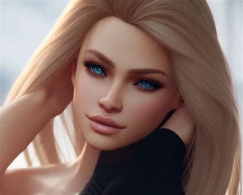 ai art generator photorealistic full body portrait female 3d model blonde hair resembling