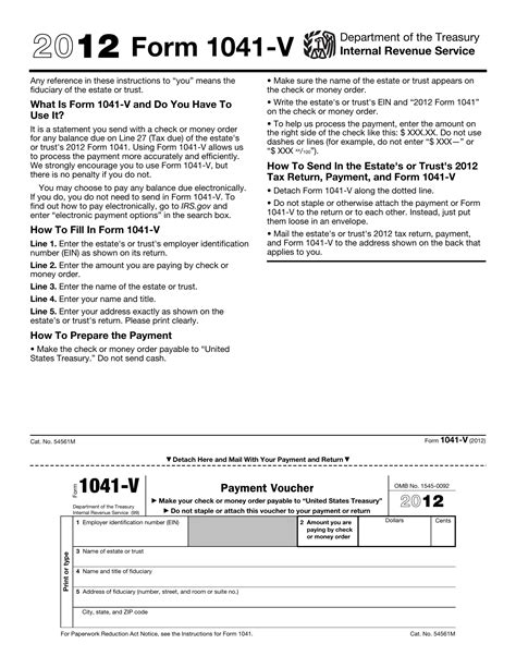 Form 1041 V ≡ Fill Out Printable Pdf Forms Online