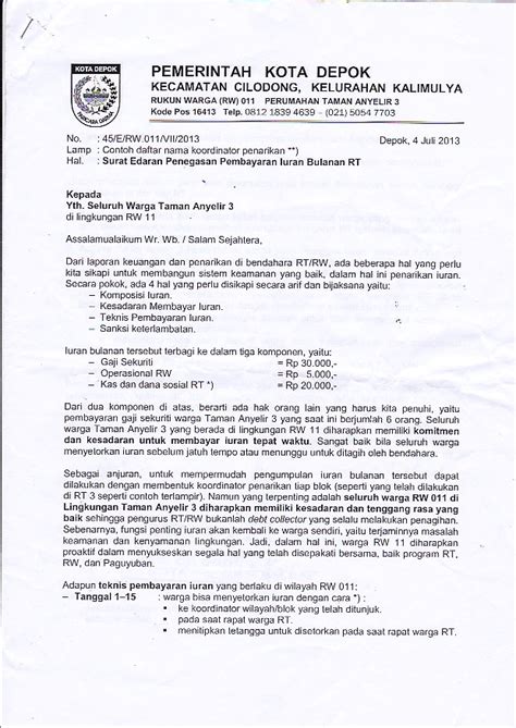 Detail Contoh Surat Pemberitahuan Iuran Bulanan Rt Koleksi Nomer 18