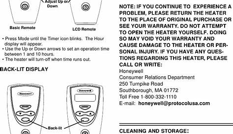 Honeywell Electric Heater Hz 519 Users Manual Owner's