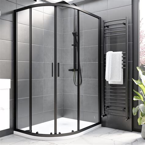 1200 X 800 Black Offset Quadrant Sliding Shower Enclosure Pavo