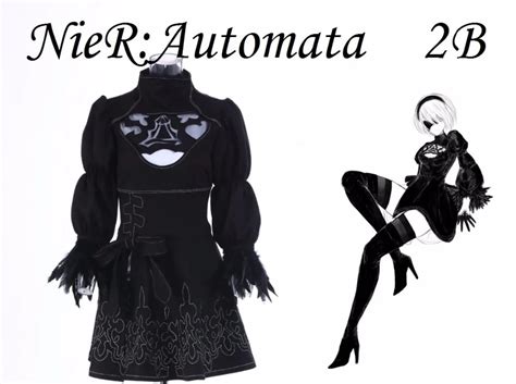 Nierautomata 2b Game Black Dress Anime Cosplay Costume Dress Gloves