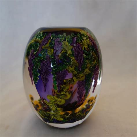 Chris Heilman Wisteria Art Glass Vase Signed Gorgeous Etsy