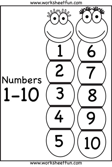 Printable numbers coloring page to print and color : Number Chart - 1-10 / FREE Printable Worksheets - Worksheetfun