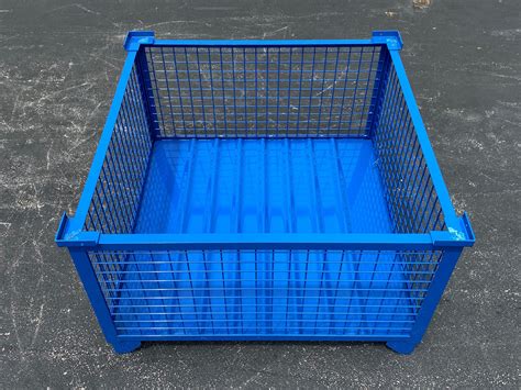 Stackable Rigid Wire Baskets Containers Bulk Bins Warehouse Rack