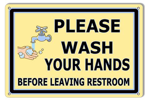 Please Wash Your Hands Restroom Metal Sign 9x12 Reproduction Vintage