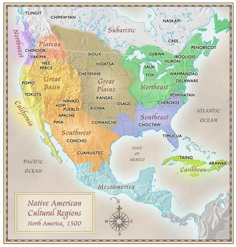 Native American Cultural Regions Map — North America 1500 By Paul