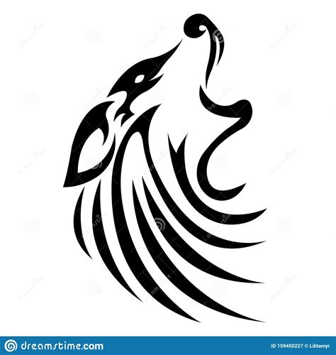 The Silhouette Contour Of The Muzzle Of A Wolf In Black On A White