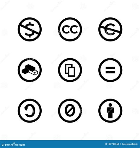 Creative Commons Public Copyright Licence Marks And Icons Stock Vector