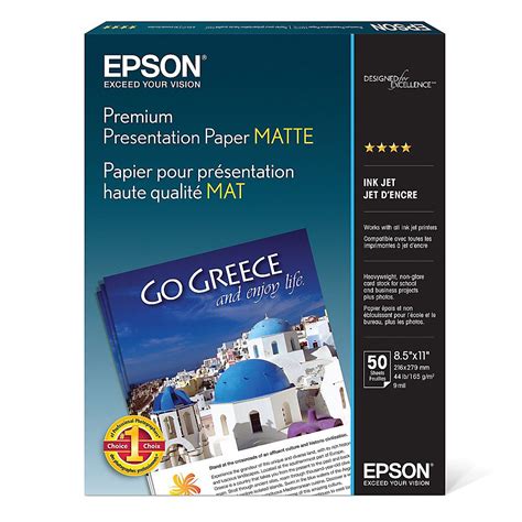 Epson Premium Presentation Paper 8 12 X 11 45 Lb Pack Of 50 Sheets By