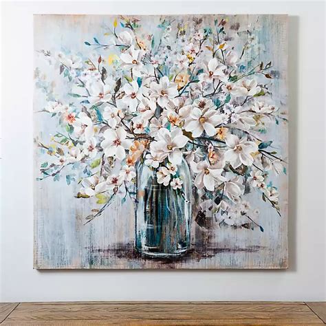 White And Blue Soft Floral Canvas Art Print Kirklands In 2021