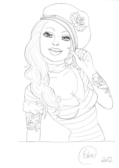 Pin Up Girl Coloring Pages At Free Printable