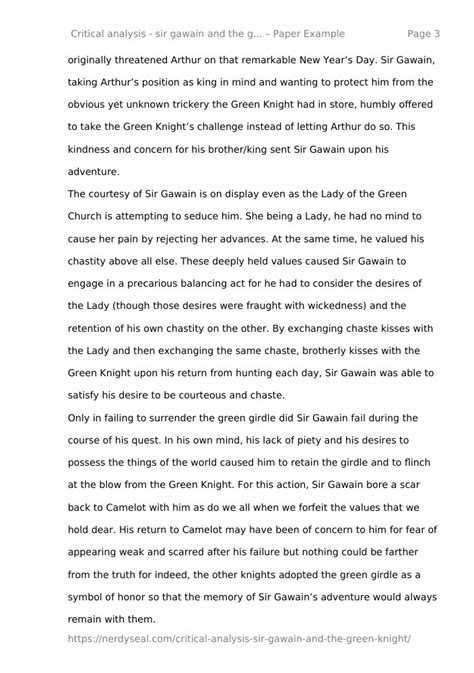 Critical Analysis Sir Gawain And The Green Knight 662 Words Nerdyseal