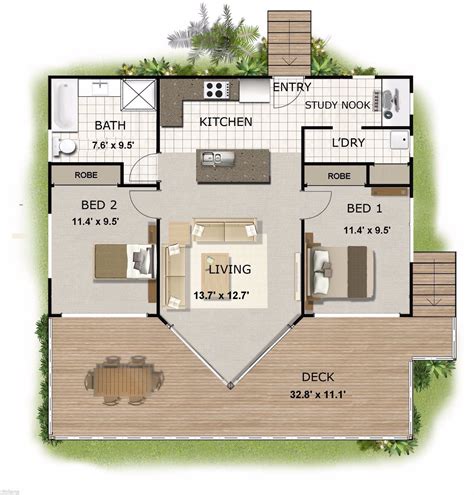 The Floor Plan Of A Small House With Stairs Leading U
