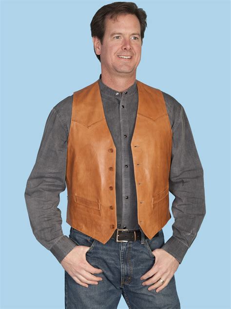 Scully Mens Ranch Tan Lambskin Western Vest Closeout