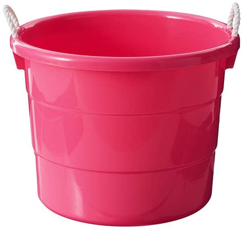 Homz Plastic Utility Tub With Rope Handles 18 Gallon Pink Set Of 4