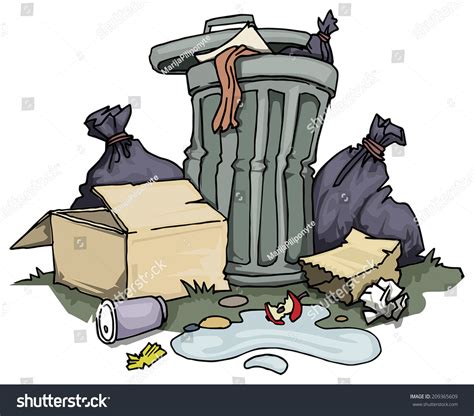 Trash Can Rubbish Old Boxes Around Stock Vector 209365609 Shutterstock
