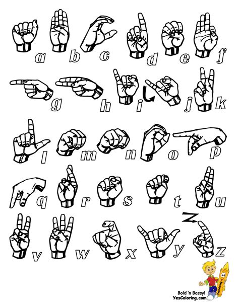 Super Sign Language Alphabet Yescoloring Free Asl Bsl