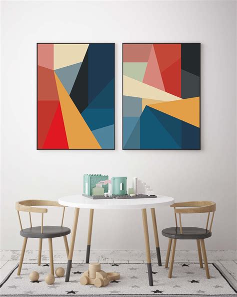 Abstract Color Block Wall Art Set Of 3 Home Decor Set Of Wall Etsy