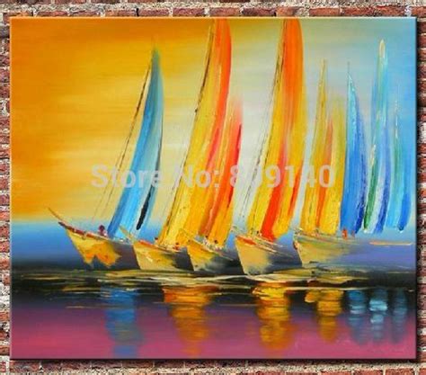 2018 Abstract Oil Painting Canvas Boats Sailing To The
