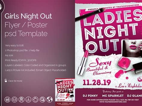 Girls Night Out Flyer Template By Lionel Laboureur For Thats Design