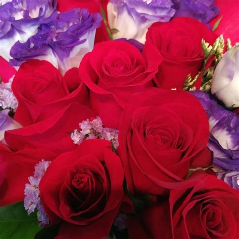 18pcs Roses Bouquet With Purple Lisianthus Pak Tak Florist Hk Ltd