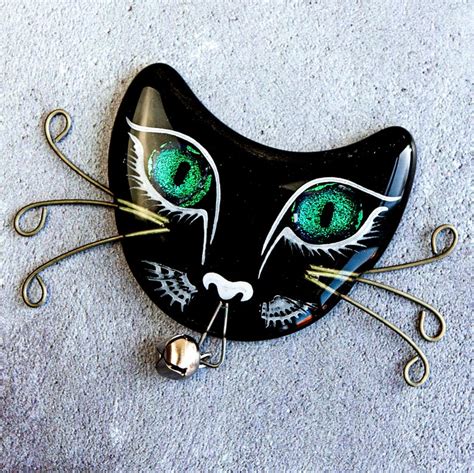 Handmade Fused Glass Cat Face Fridge Magnet Dichroic Glass Etsy