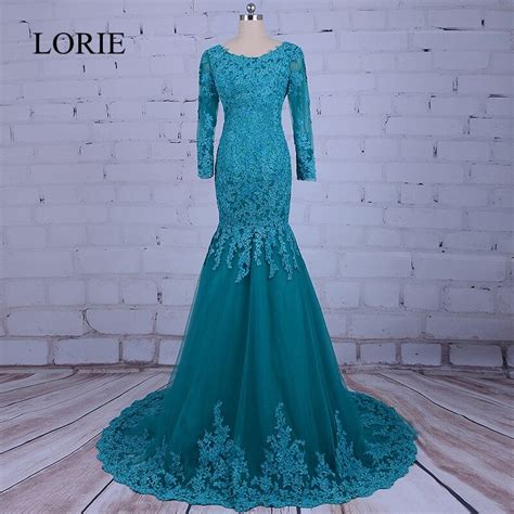 Arabic Women Mermaid Evening Dresses 2018 Lorie Long Sleeve Prom Dress