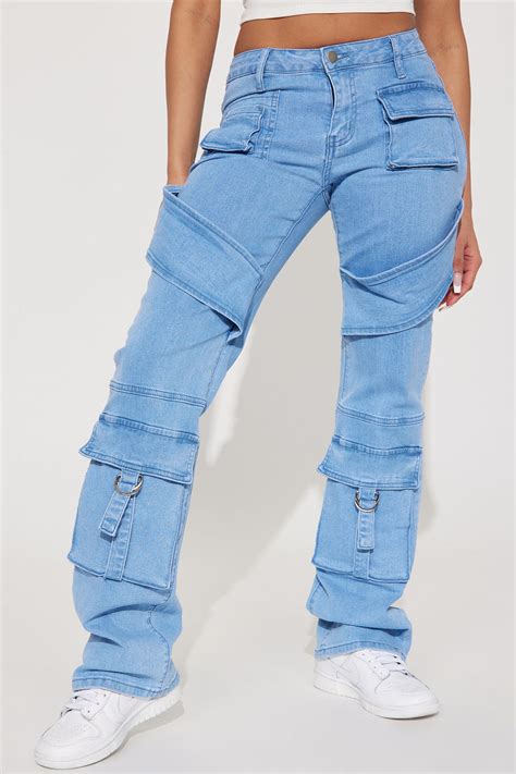 Hailey Hyper Stretch Cargo Jeans Light Wash Fashion Nova Jeans Fashion Nova