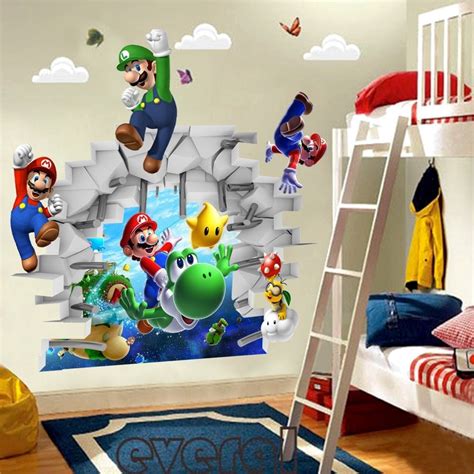 3d View Super Mario Games Art Kids Room Decor Wall Sticker Wall Decals