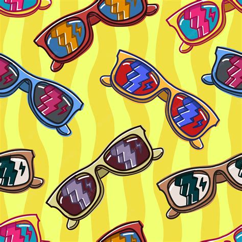 Premium Vector Colorful Sunglasses Seamless Pattern
