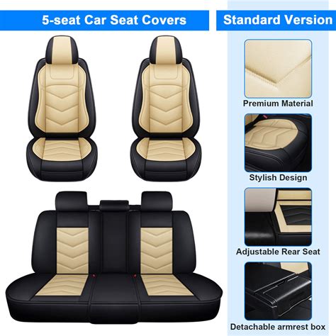 For Chevy Car Seat Cover Pu Leather 5 Seats Full Set Front Rear Seat