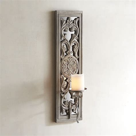 New brown distressed round wood candle holder price $22.99 quick view new gold art deco metal wall sconce price $29.99 quick view new gold art deco arches metal wall sconce price $16.99 quick view Carved White Wood Candle Holder Wall Sconce | Candle ...