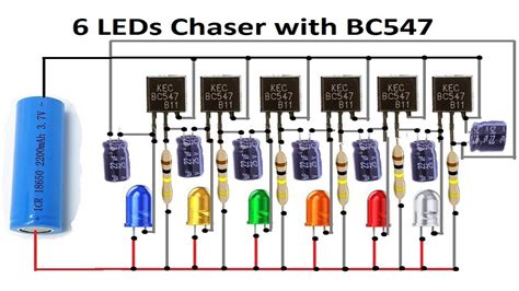 6 Leds Chaser With Transistors Bc547 Youtube