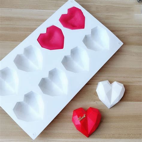 Holes Diamond Surface Heart Candle Silicone Mold Love Heart DIY Plaster Gypsum Molds Candle