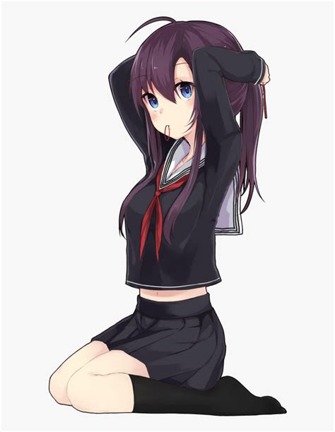 Purple Hair Anime School Girl Hd Png Download Kindpng