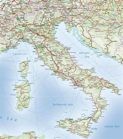 Italy Train Map Italy Rail System Map Southern Europe Europe