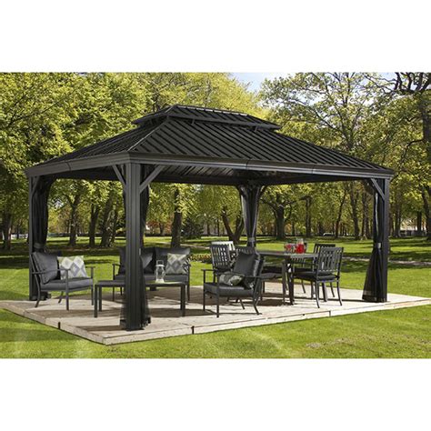 Kobyco is your official pergola roof dealer and you can always trust us to handle any pergola louvered roof system installation! Messina Galvanized Steel Roof Sun Shelter in Dark Gray, 12 ...