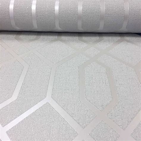 Quartz Trellis Geometric Wallpaper Silver And Grey Fine Decor Fd42304