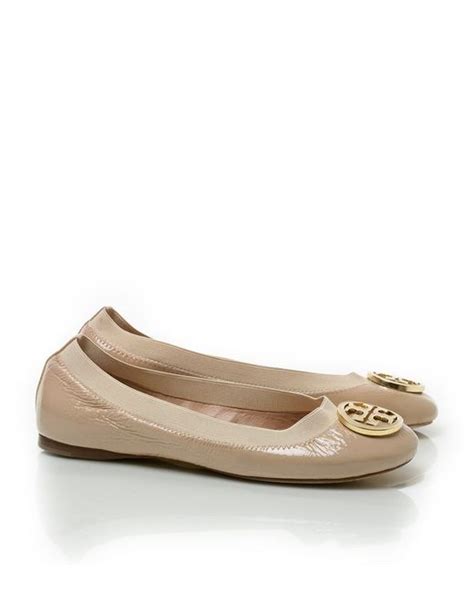 Tory Burch Caroline Patent Ballet Flats In Pink Camellia Pink Lyst