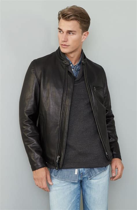 Schott Nyc Café Racer Oil Tanned Cowhide Leather Moto Jacket In Black For Men Save 2 Lyst