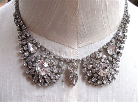 Vintage Rhinestone Necklace Stunning Faux Diamonds High