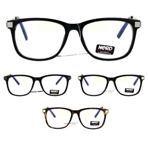 Mens Nerd Narrow Rectangular Plastic Horned Clear Lens Eyeglasses Ebay