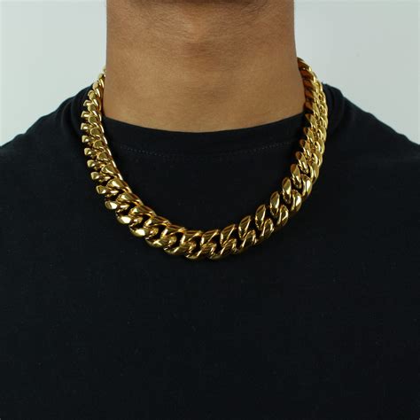 18mm Miami Cuban Link Chain In Gold Jewlz Express