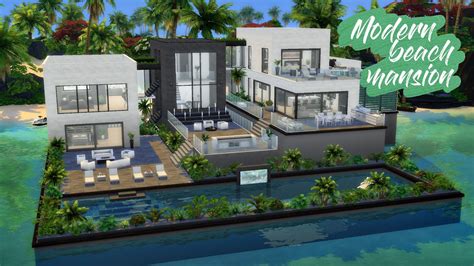Modern Beach Mansion Millionaire Villa No Cc Sims 4 Speed Build